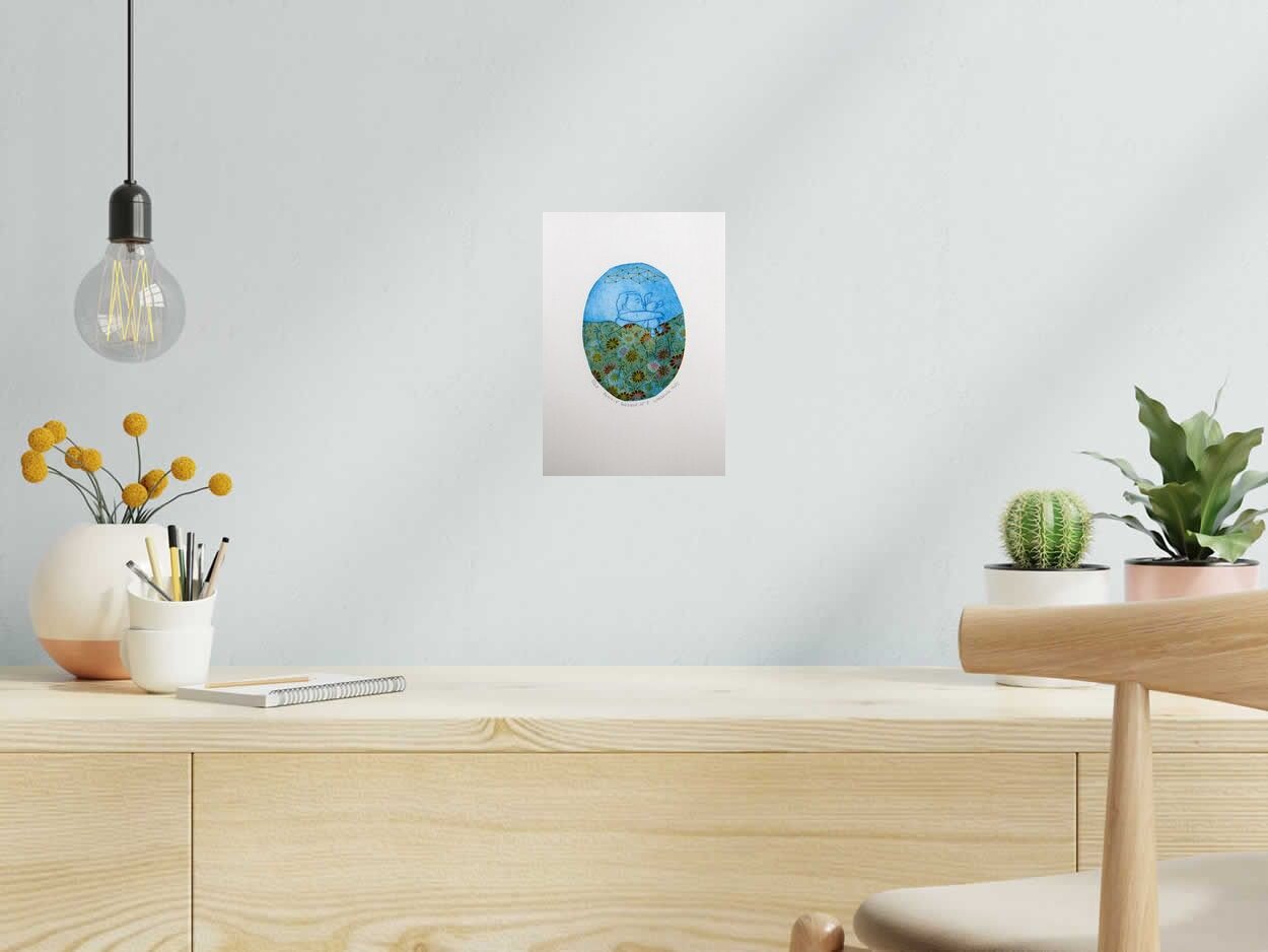 Estampe Petit-e dormeur-se 2 de NAVIEILLEVILLE dans un intérieur – 18 × 26 cm