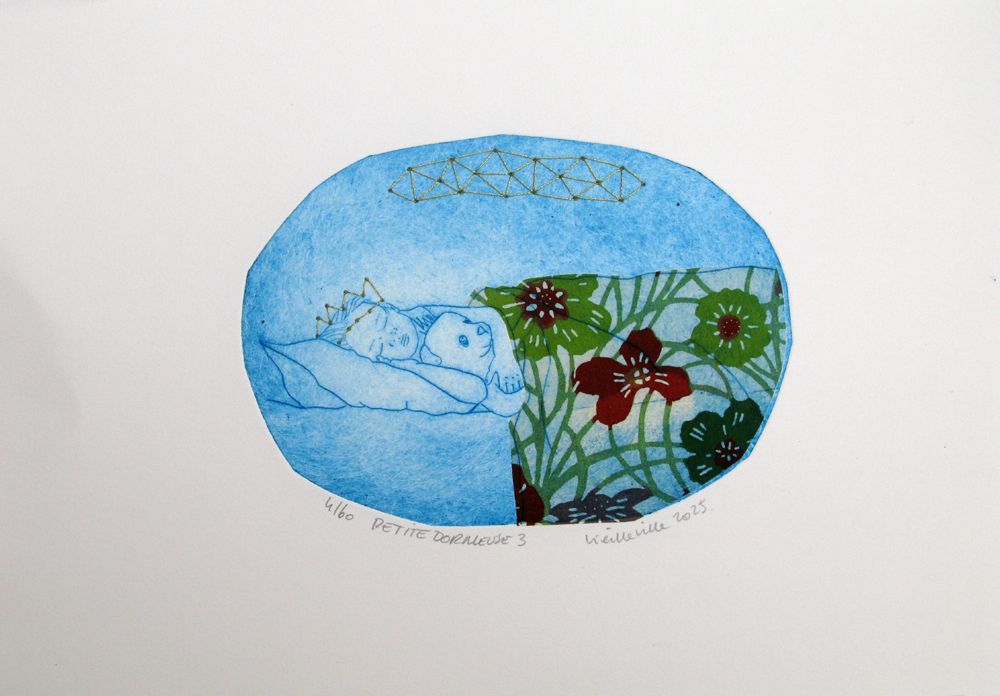 Estampe figuratif petit format Petite dormeuse 3 – NAVIEILLEVILLE – 18 × 26 cm