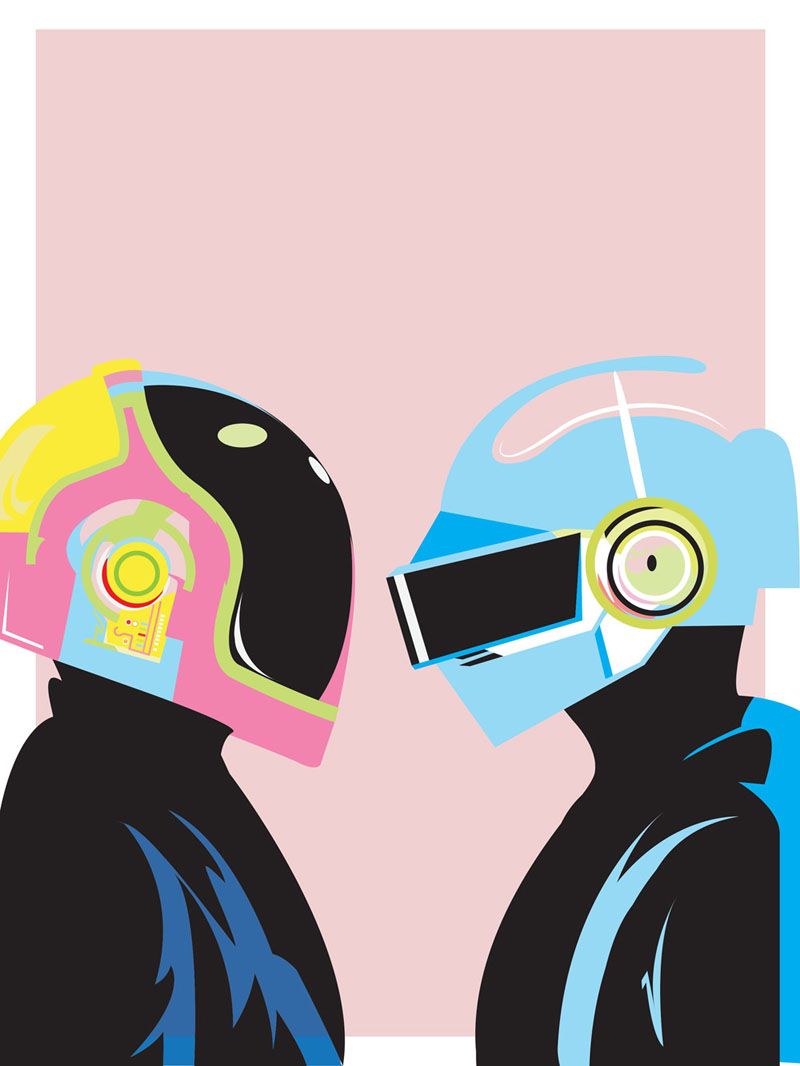 Estampe figuratif petit format rose DAFT PUNK – JMC – 30 × 40 cm