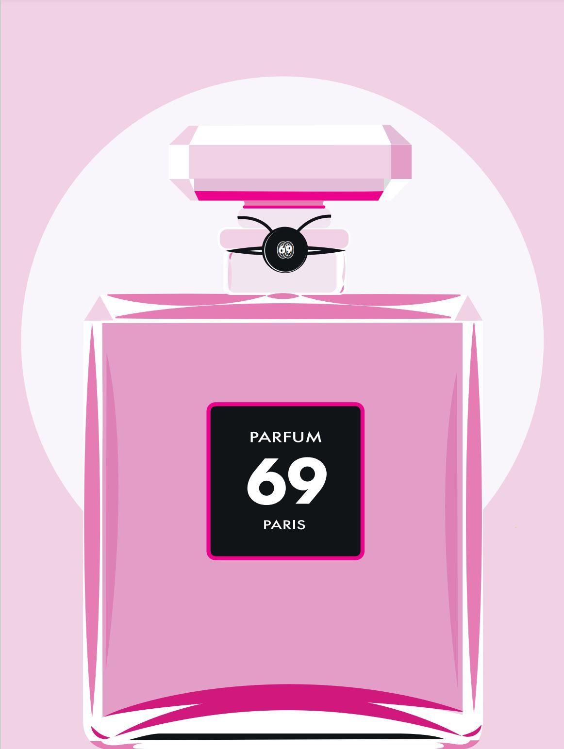 Estampe figuratif petit format rose PARFUM 69 Paris – JMC – 20 × 30 cm