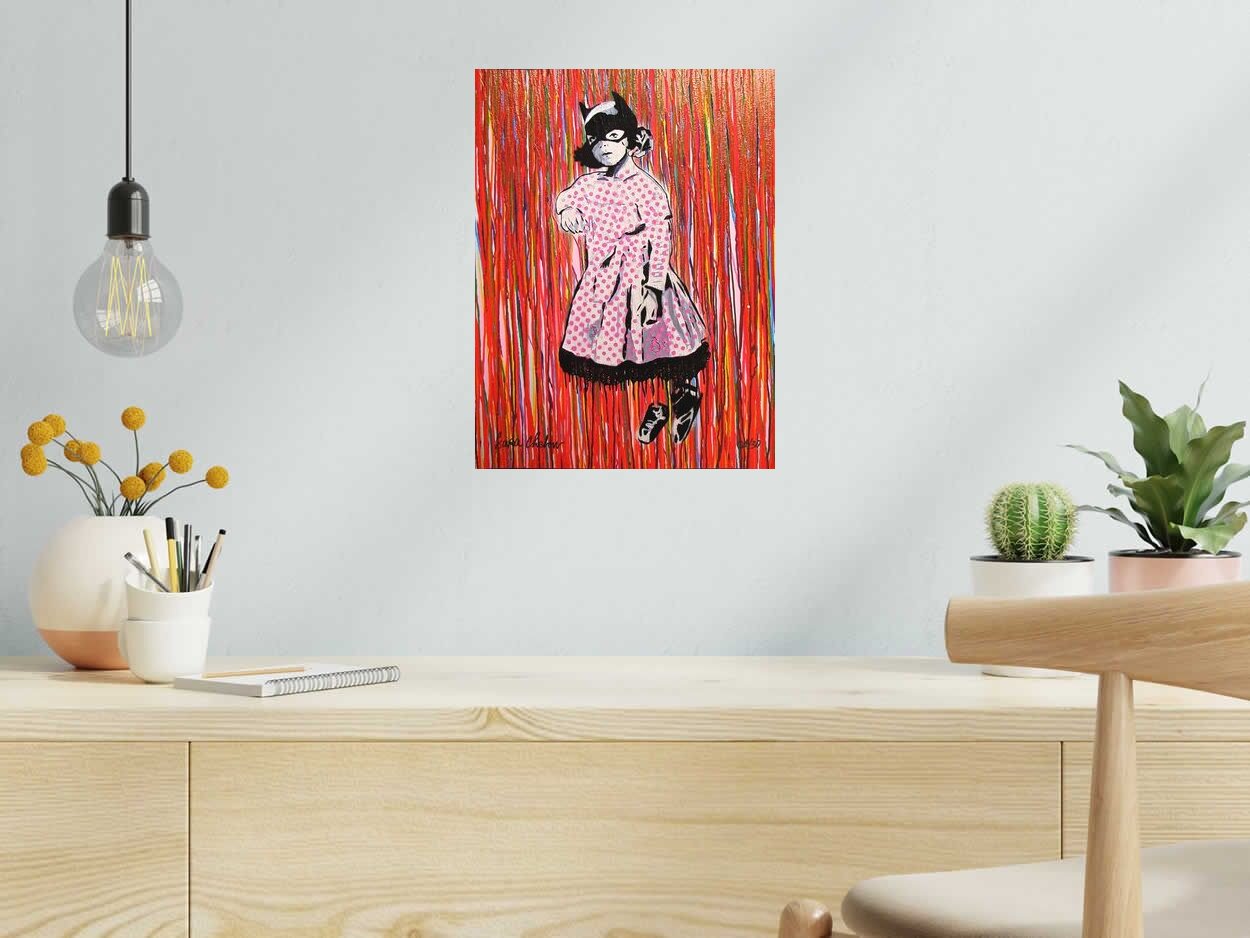Estampe BATGIRL de SARA CHELOU dans un intérieur – 40 × 30 cm
