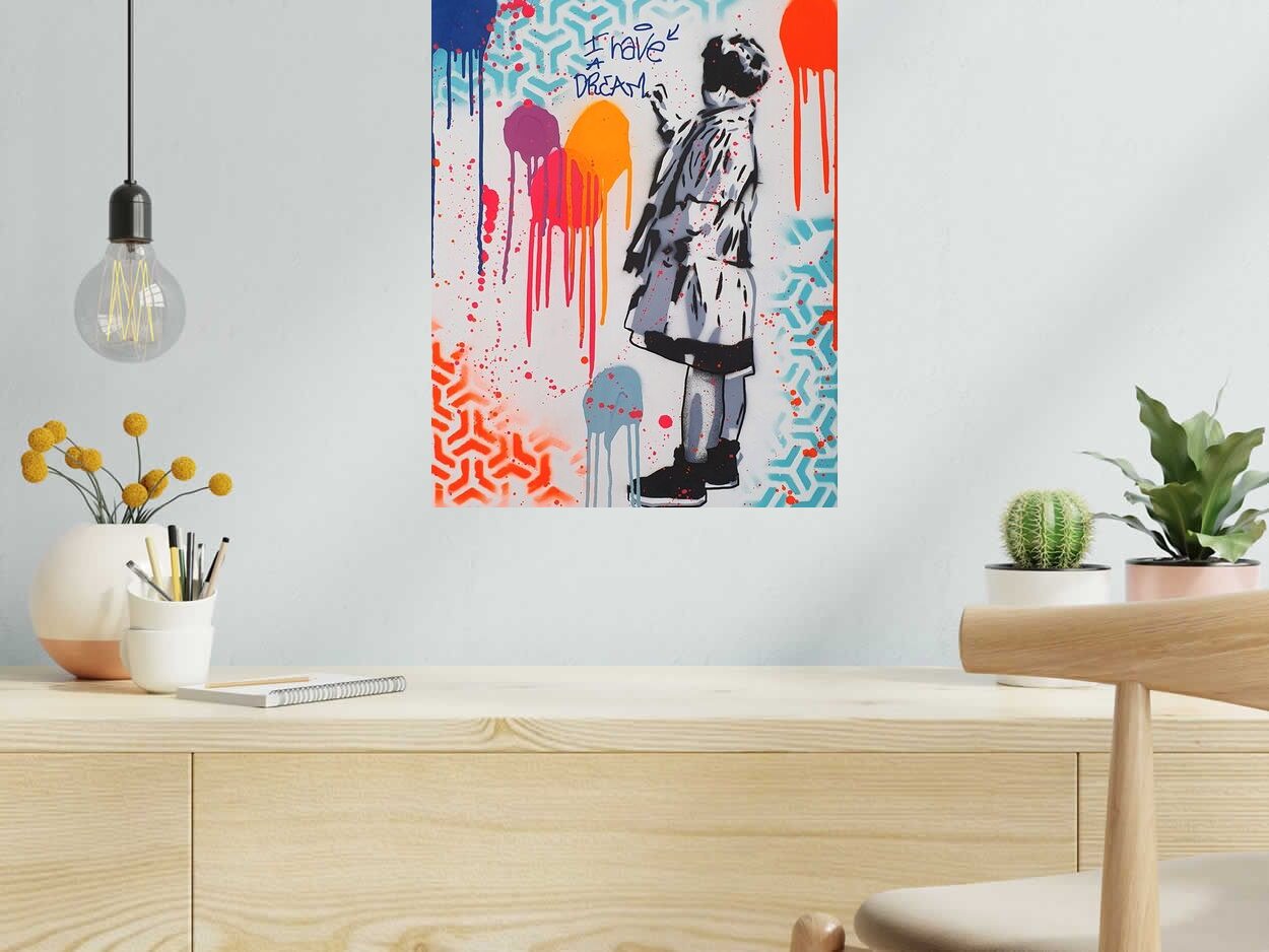 Estampe I HAVE A DREAM de SARA CHELOU dans un intérieur – 40 × 50 cm