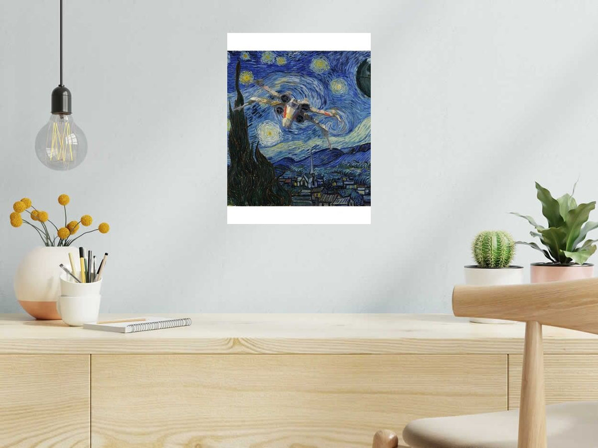 Estampe La nuit Star Wars de SHUZ dans un intérieur – 30 × 40 cm
