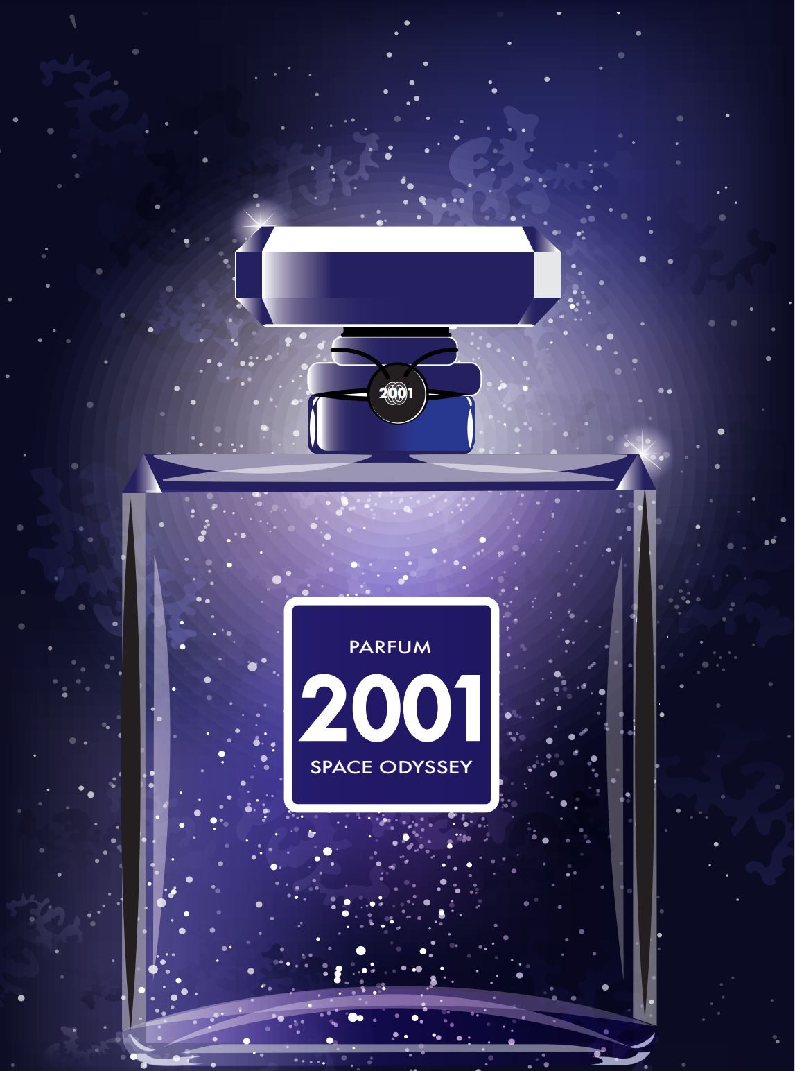 Estampe figuratif petit format violet PARFUM 2001 L'Odyssé – JMC – 20 × 30 cm