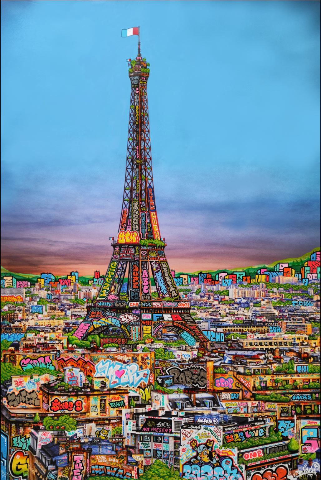 Estampe graffiti moyen format PARIS GREEN DAY – BLACH – 40 × 60 cm