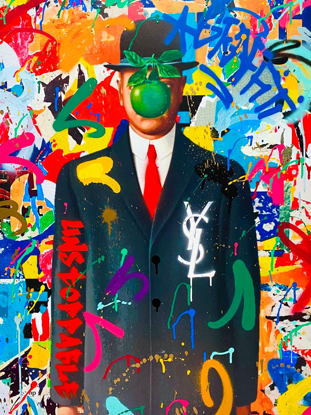 Estampe graffiti petit format GRAFFITI MAGRITTE – RS ARTIST – 30 × 40 cm