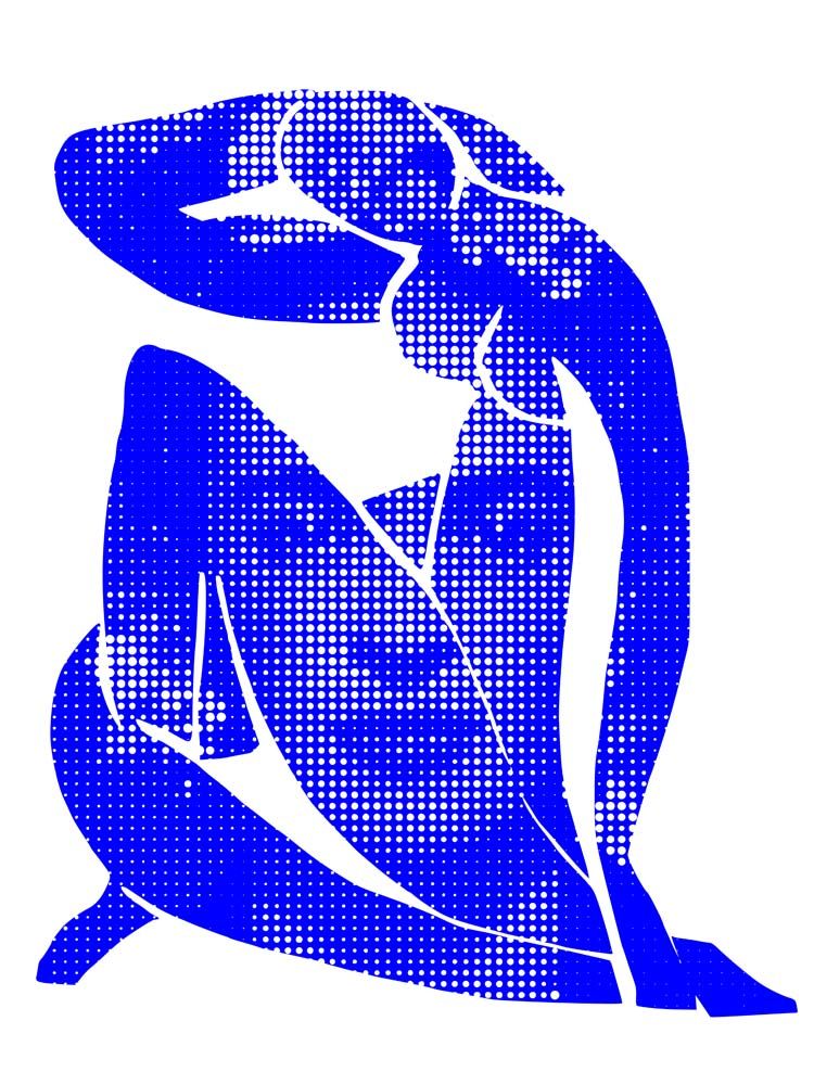 Estampe graphique petit format blanc et bleu FRIDA MATISSE – WAWAPOD – 30 × 40 cm
