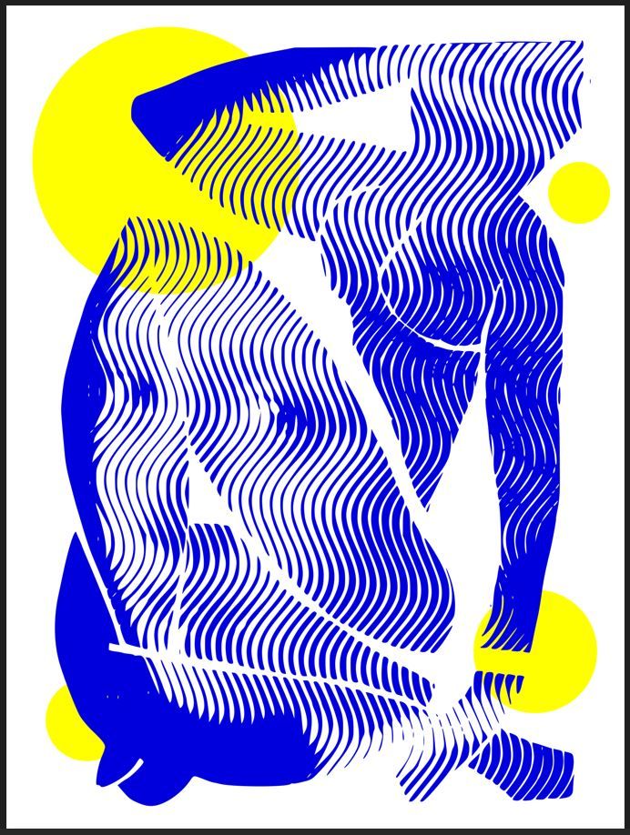 Estampe graphique petit format blanc et bleu Jeune fille Matisse – WAWAPOD – 30 × 40 cm