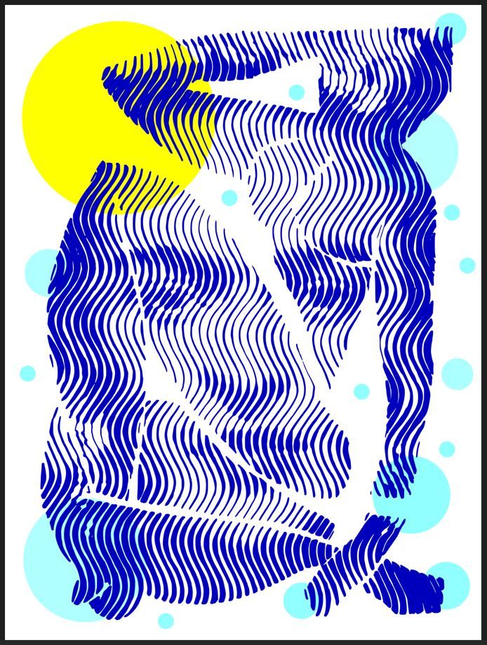 Estampe graphique petit format blanc et bleu Matisse Frida – WAWAPOD – 30 × 40 cm