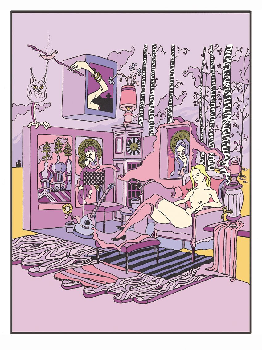 Estampe graphique petit format bleu et jaune Nuit blanche – Mark Temlett – 30 × 40 cm
