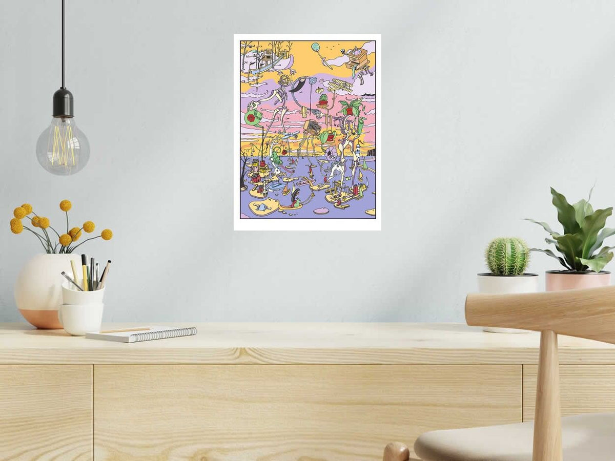 Estampe Iles (maison verte) de Mark Temlett dans un intérieur – 30 × 40 cm