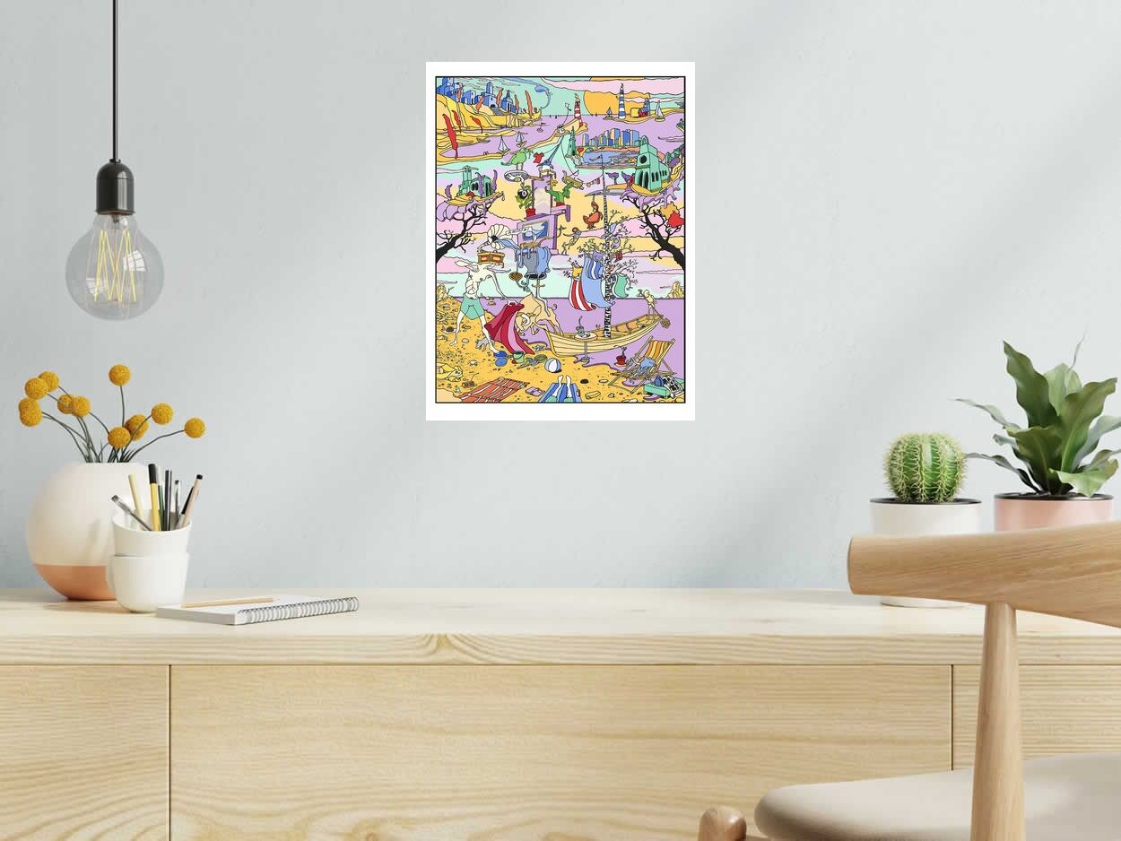 Estampe Paysage sur la plage de Mark Temlett dans un intérieur – 30 × 40 cm