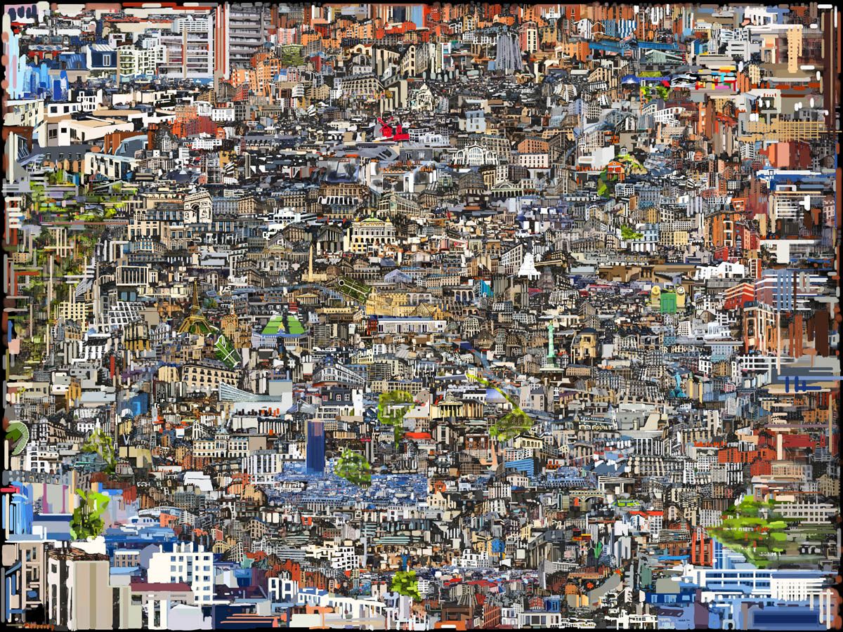 Estampe petit format LES MAISONS DE PARIS – GILLES INVERNIZZI – 30 × 40 cm