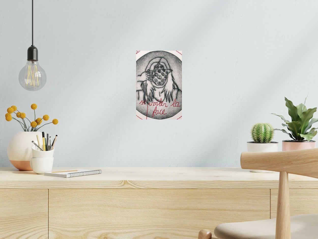 Estampe se voiler la face de NAVIEILLEVILLE dans un intérieur – 18 × 27 cm