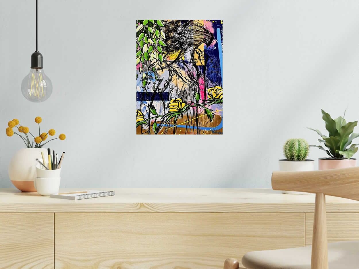 Estampe SECRET GARDEN de ONIZBAR dans un intérieur – 30 × 40 cm