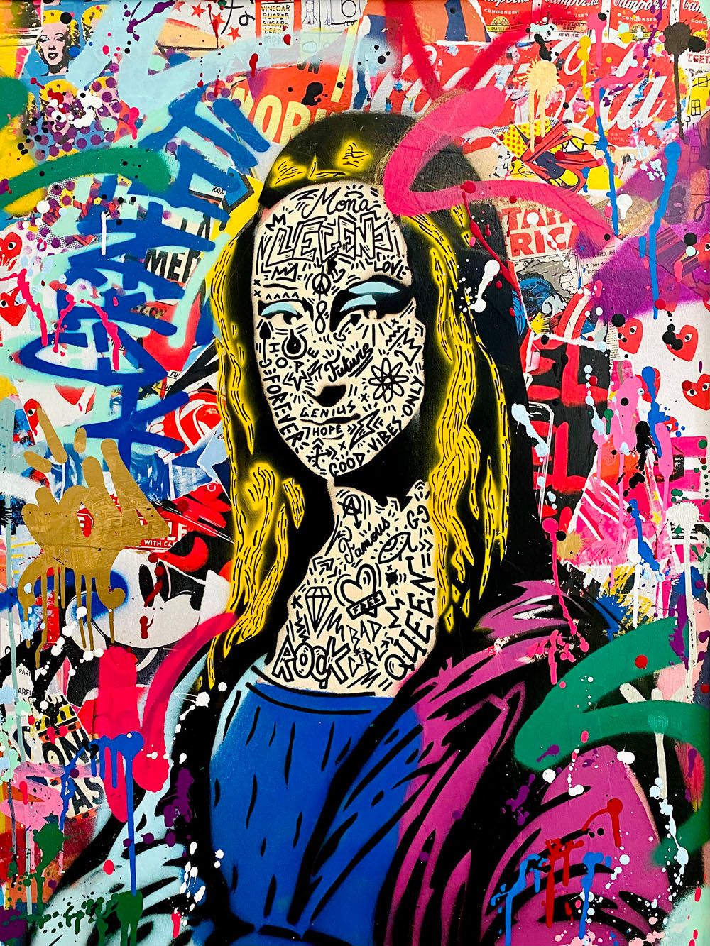 Estampe petit format FUTUR MONA ( JAUNE ) – RS ARTIST – 30 × 40 cm