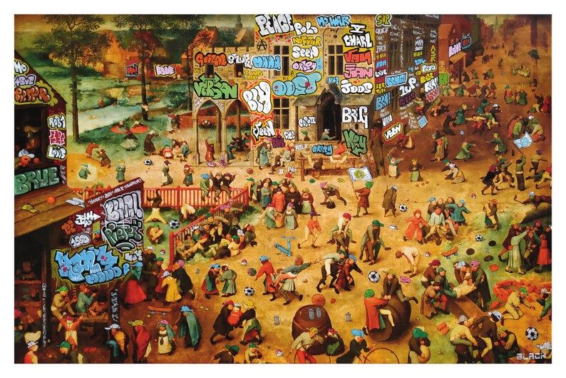 Estampe street art moyen format Jeux d'Enfants – BLACH – 40 × 60 cm
