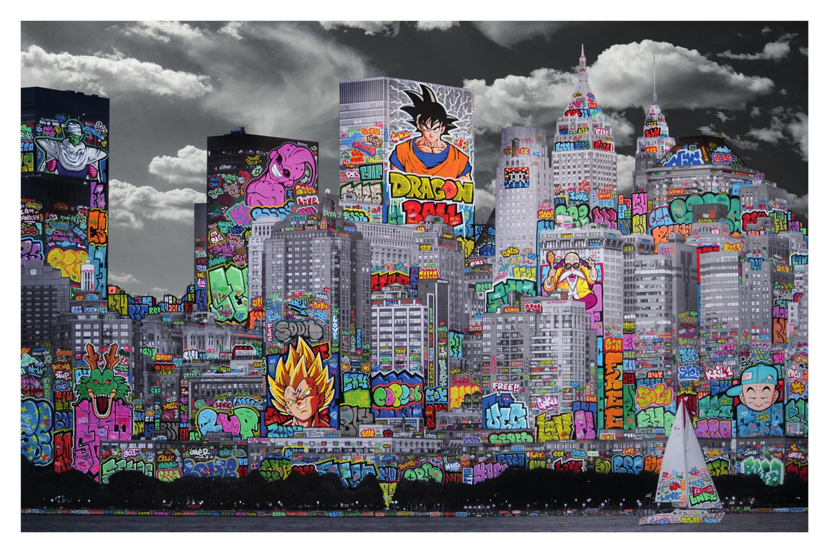 Estampe street art moyen format blanc et noir VIC  New York DBZ – BLACH – 40 × 60 cm