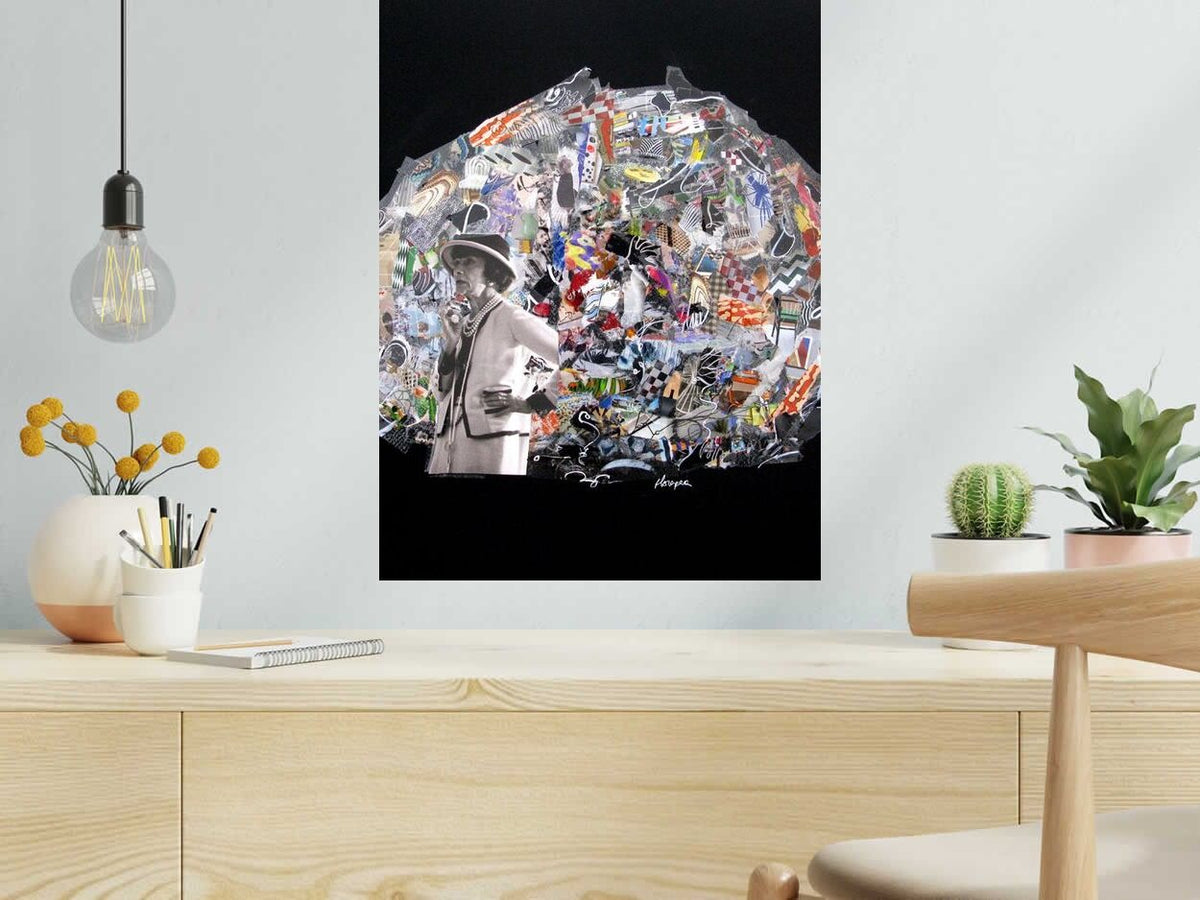 Estampe De fil blanc cousu de FLOREPEA dans un intérieur – 46 × 60 cm