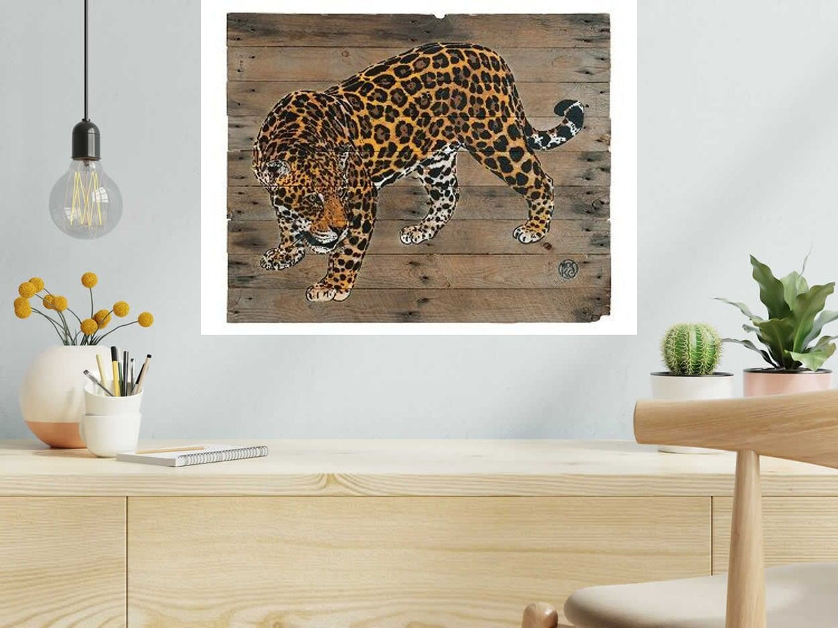 Estampe JAGUAR de MOSKO dans un intérieur – 50 × 65 cm