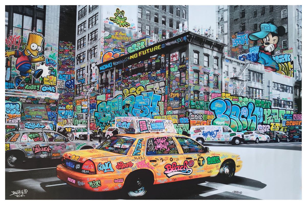 Estampe street art petit format New-York Taxi Bart – BLACH – 58 × 3 cm