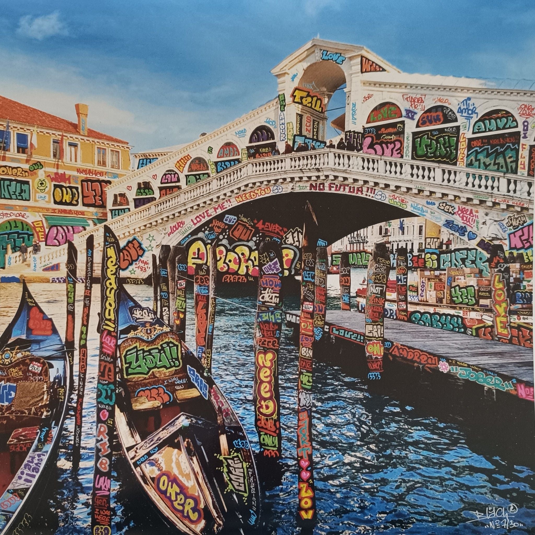 Estampe street art petit format Venise In love – BLACH – 40 × 40 cm