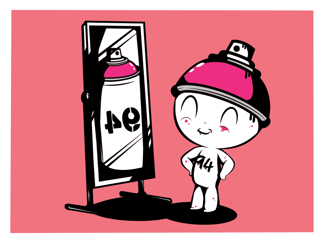 Estampe street art petit format rose SELF ESTEEM PINK – JUAN SPRAY – 30 × 40 cm