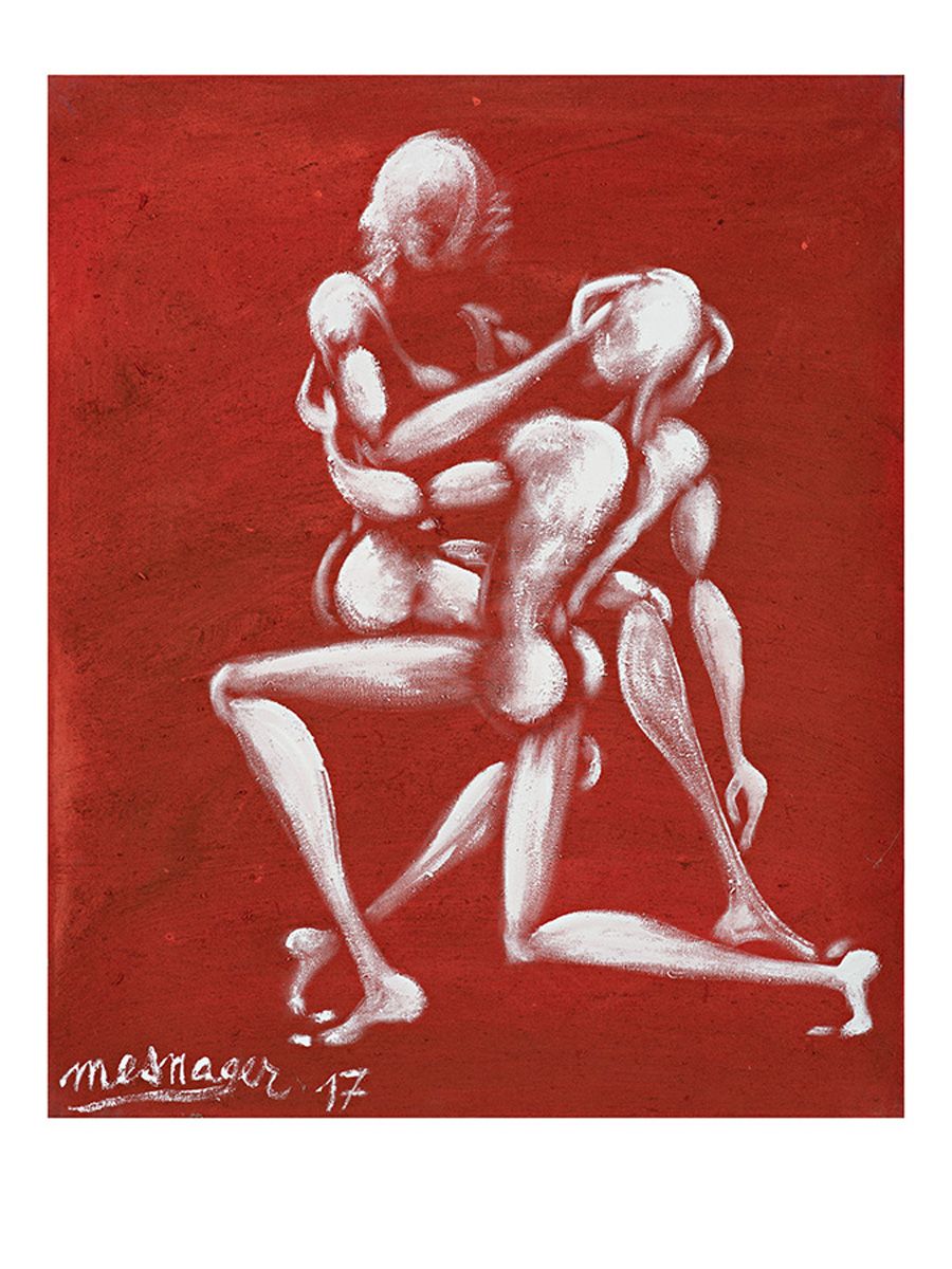 Estampe street art petit format rouge COUPLE – JEROME MESNAGER – 40 × 50 cm