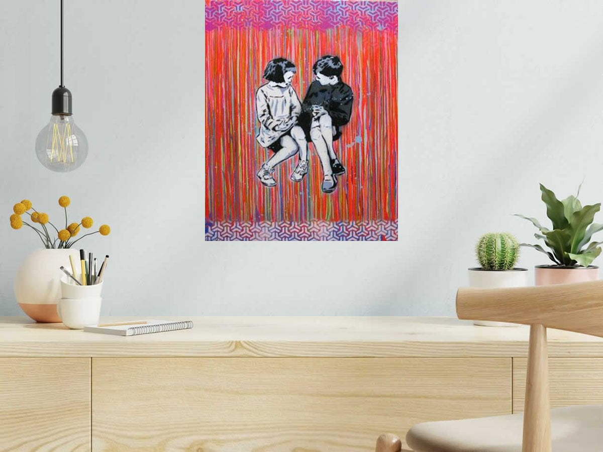 Estampe CHILDREN 40x50 de SARA CHELOU dans un intérieur – 40 × 50 cm