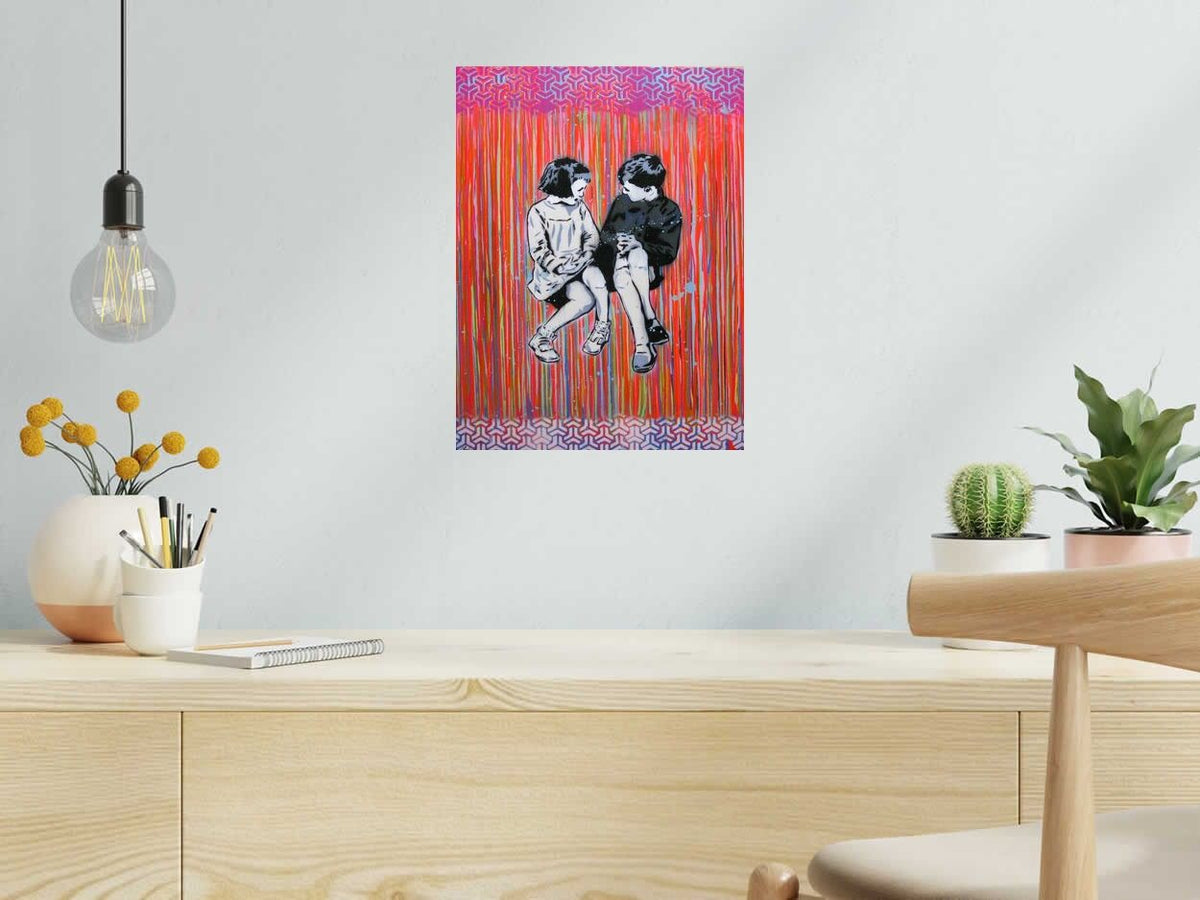 Estampe CHILDREN de SARA CHELOU dans un intérieur – 30 × 40 cm