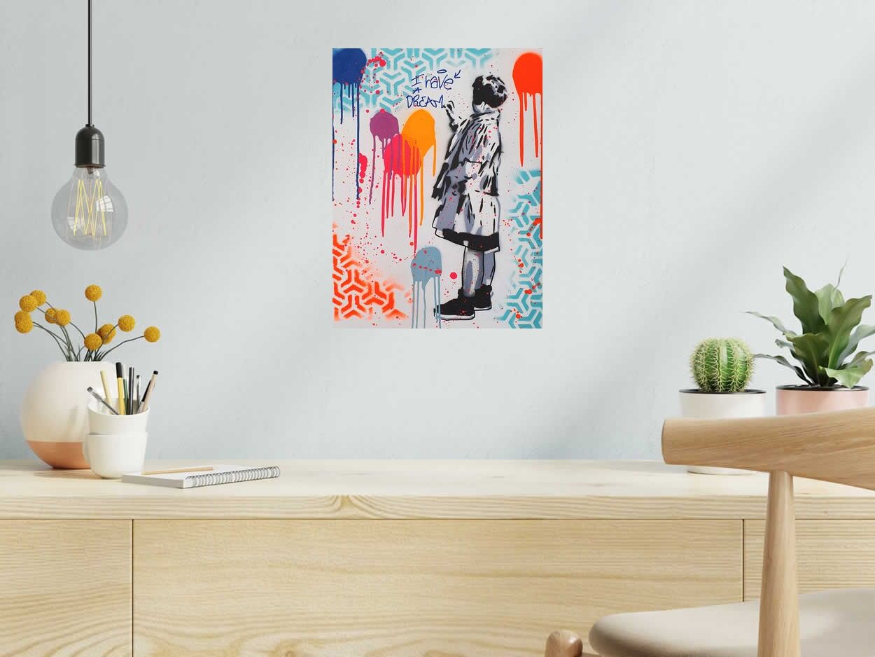 Estampe I HAVE A DREAM de SARA CHELOU dans un intérieur – 30 × 40 cm