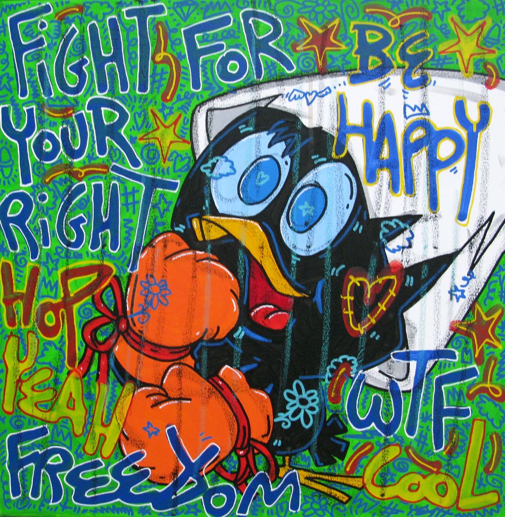 Tableau de RICO SAB a pour titre  Fight for your right style street pop art, street art dim : RICO SABprix:320