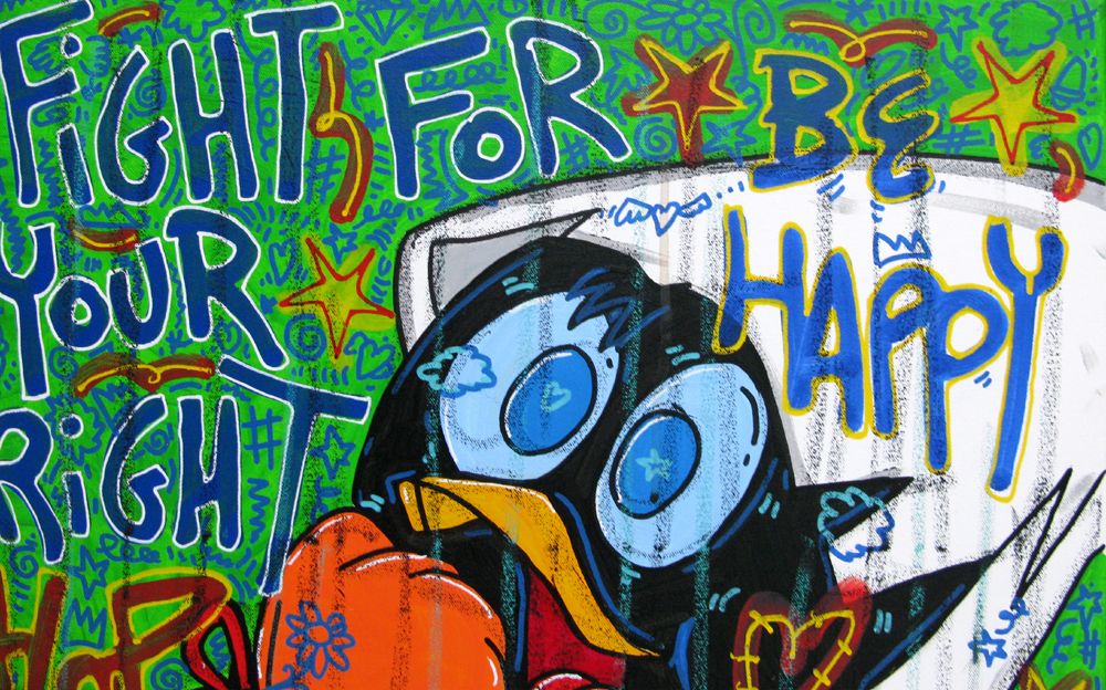Tableau de RICO SAB a pour titre  Fight for your right style street pop art, street art dim : RICO SABprix:320