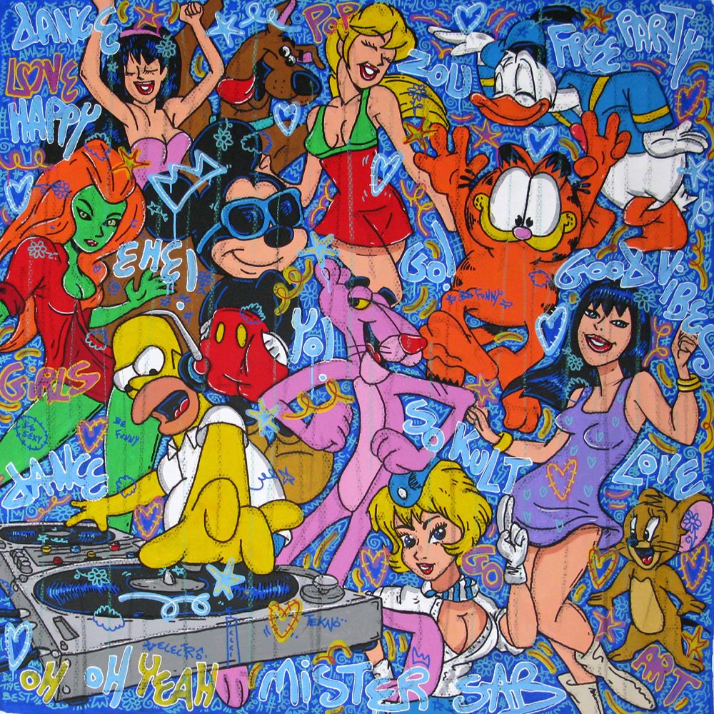 Tableau de RICO SAB a pour titre  Free party style street pop art, street art dim : RICO SABprix:1500