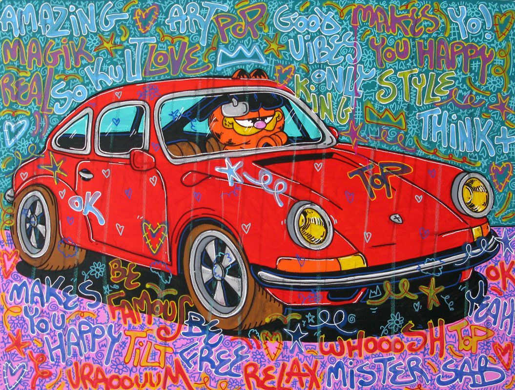 Tableau de RICO SAB a pour titre  Good vibes Garfield style street pop art, street art dim : RICO SABprix:1350