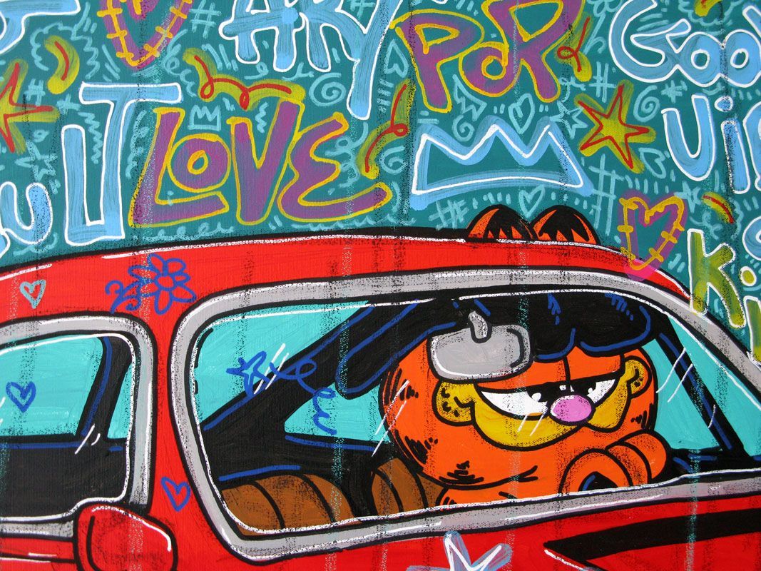 Tableau de RICO SAB a pour titre  Good vibes Garfield style street pop art, street art dim : RICO SABprix:1350