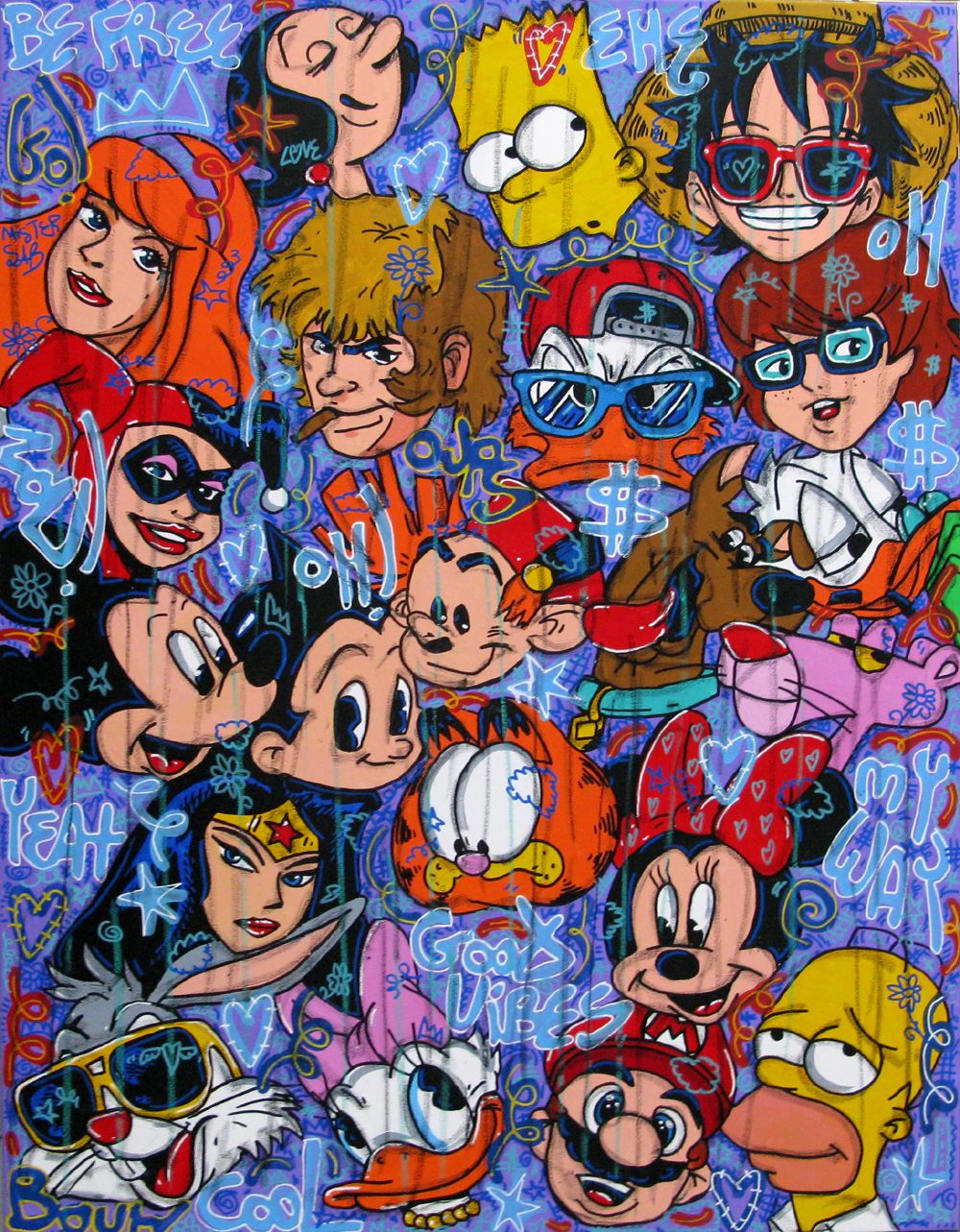 Tableau de RICO SAB a pour titre  Good vibes only style street pop art, street art dim : RICO SABprix:1350