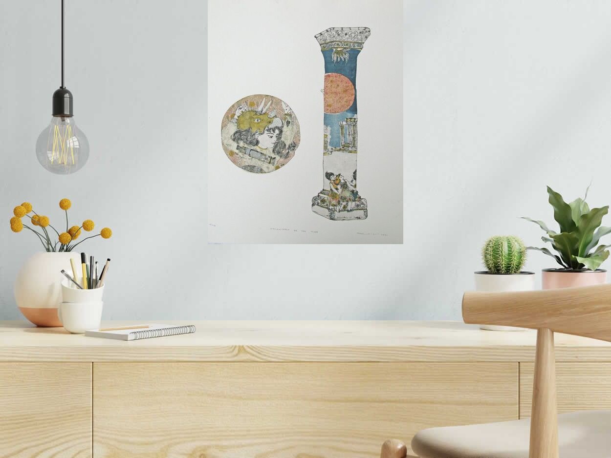 Gravure MELANCHOLY OF THE TIDE de ATSUKO ISHII dans un intérieur – 40 × 50 cm