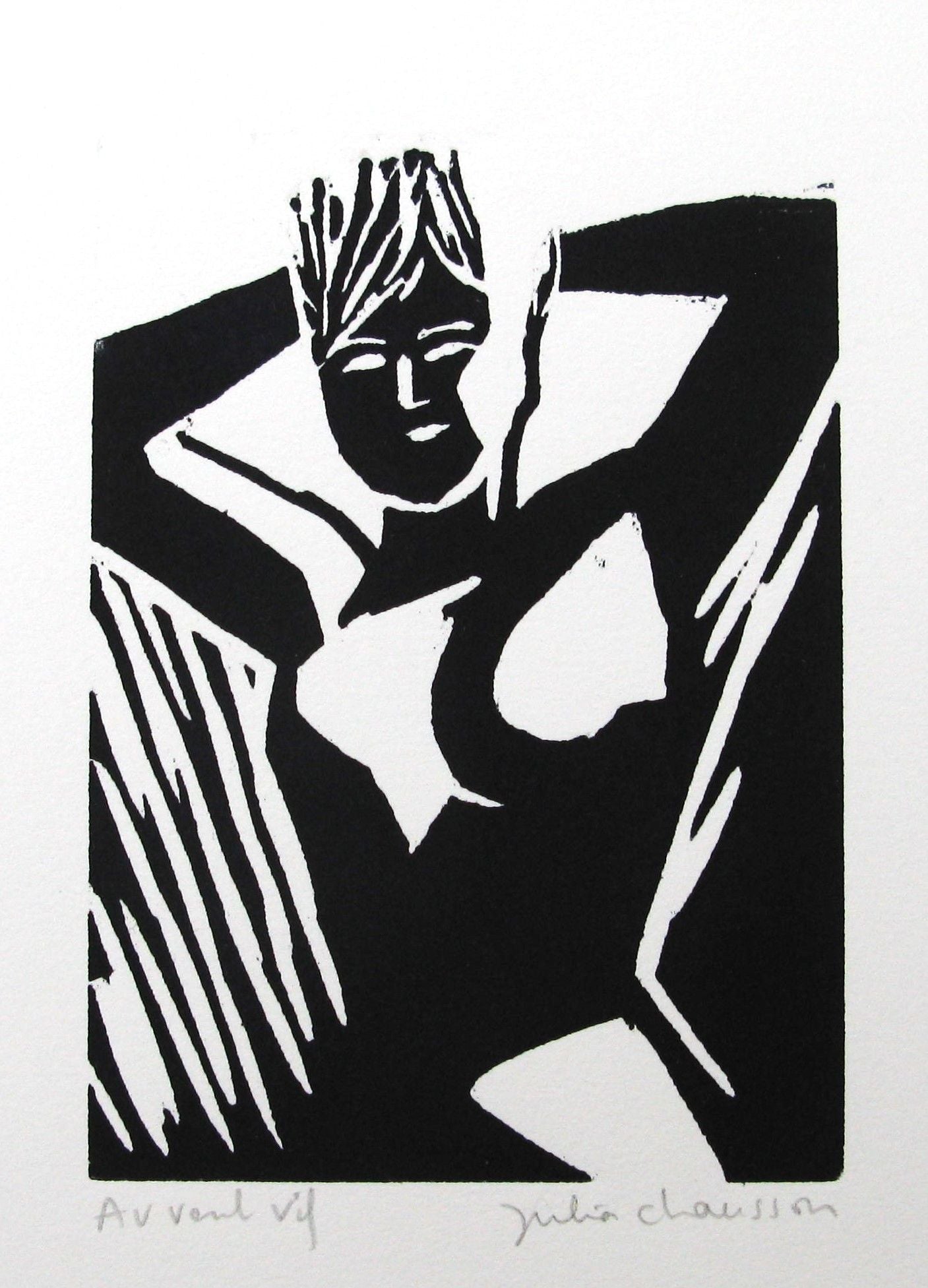 Gravure figuratif petit format Au vent vif – JULIA CHAUSSON – 30 × 20 cm