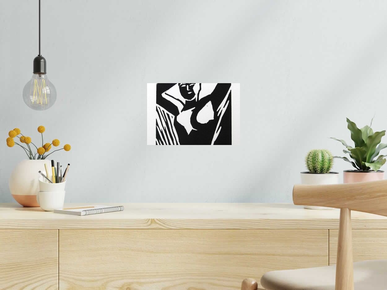 Gravure Au vent vif de JULIA CHAUSSON dans un intérieur – 30 × 20 cm