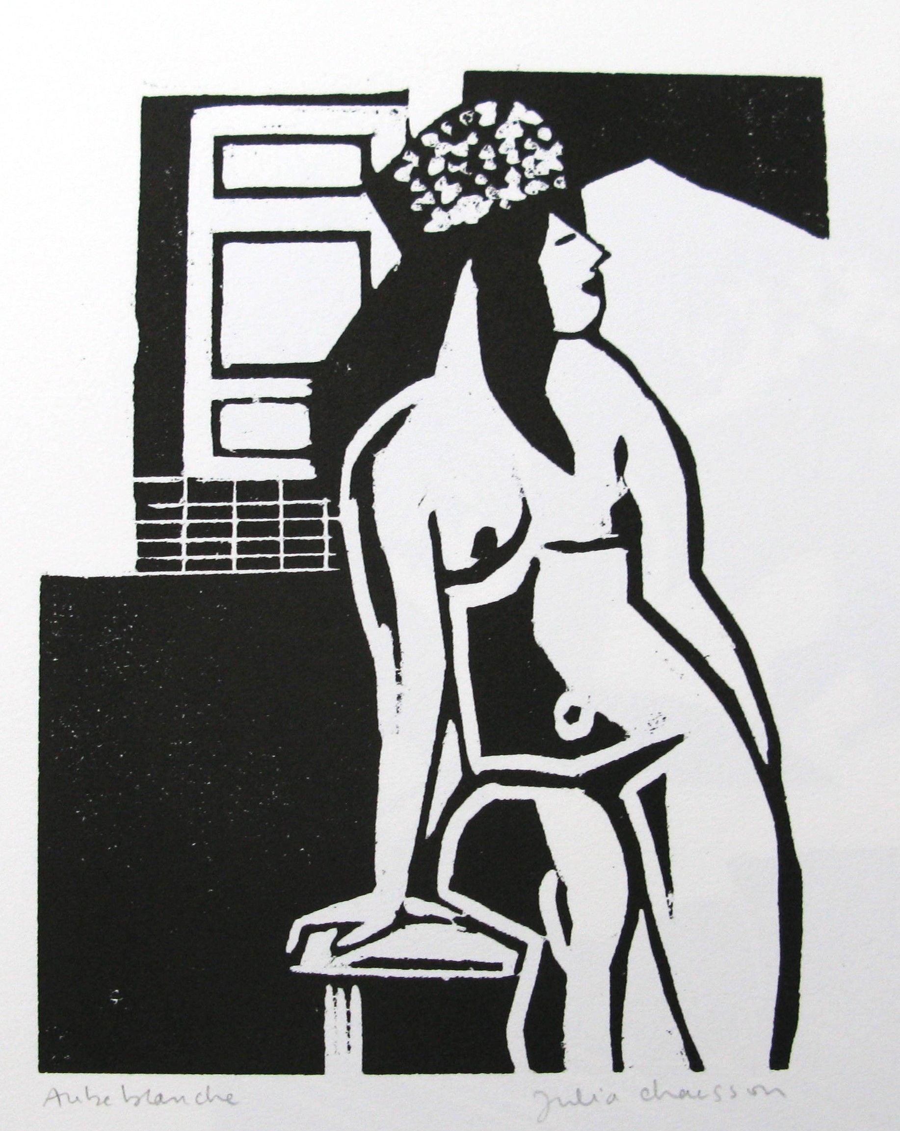 Gravure figuratif petit format Aube blanche – JULIA CHAUSSON – 25 × 33 cm