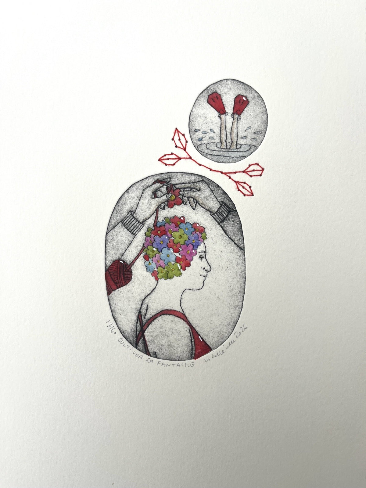Gravure figuratif petit format cultiver sa fantaisie - 13/60 – NAVIEILLEVILLE – 27 × 18 cm