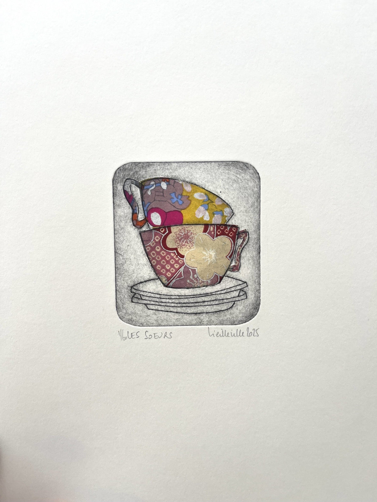 Gravure gravure petit format Les soeurs - 1/60 – NAVIEILLEVILLE – 27 × 18 cm