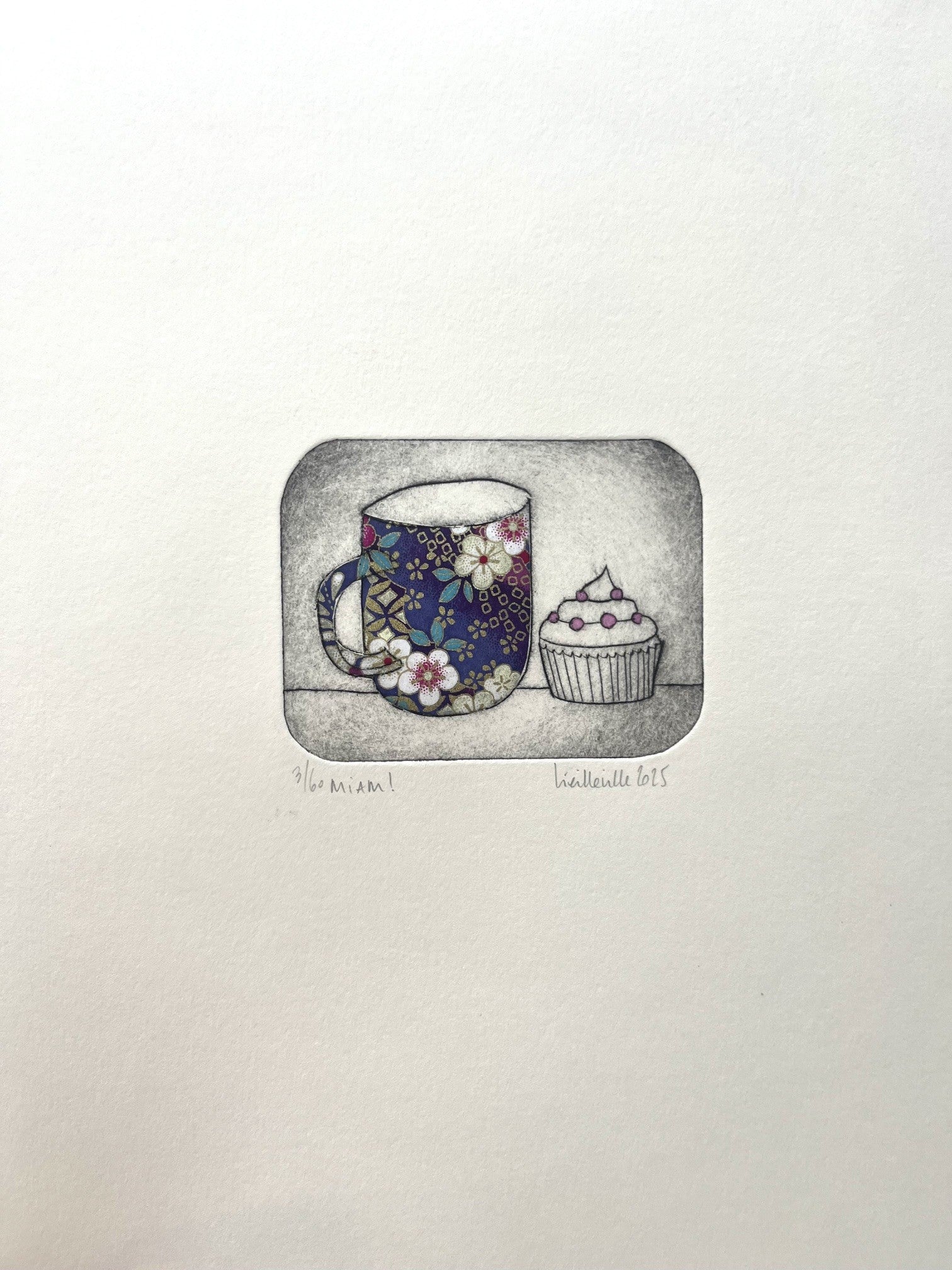 Gravure gravure petit format Miam! - 3/60 – NAVIEILLEVILLE – 27 × 18 cm