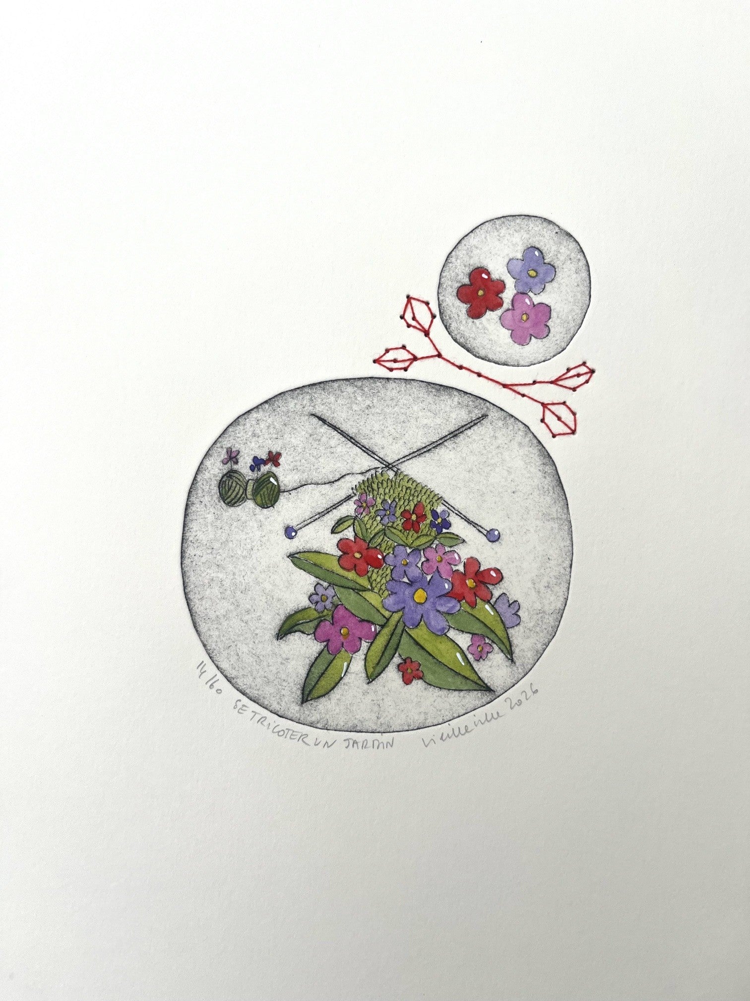 Gravure gravure petit format Se tricoter un jardin - 14/60 – NAVIEILLEVILLE – 27 × 18 cm