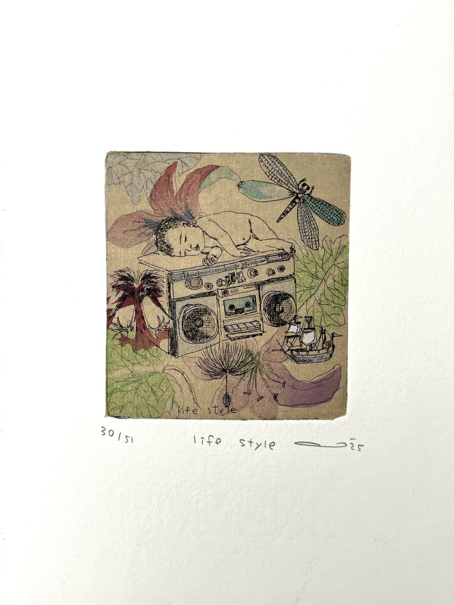 Gravure gravure petit format ocre life style – ATSUKO ISHII – 21 × 15 cm
