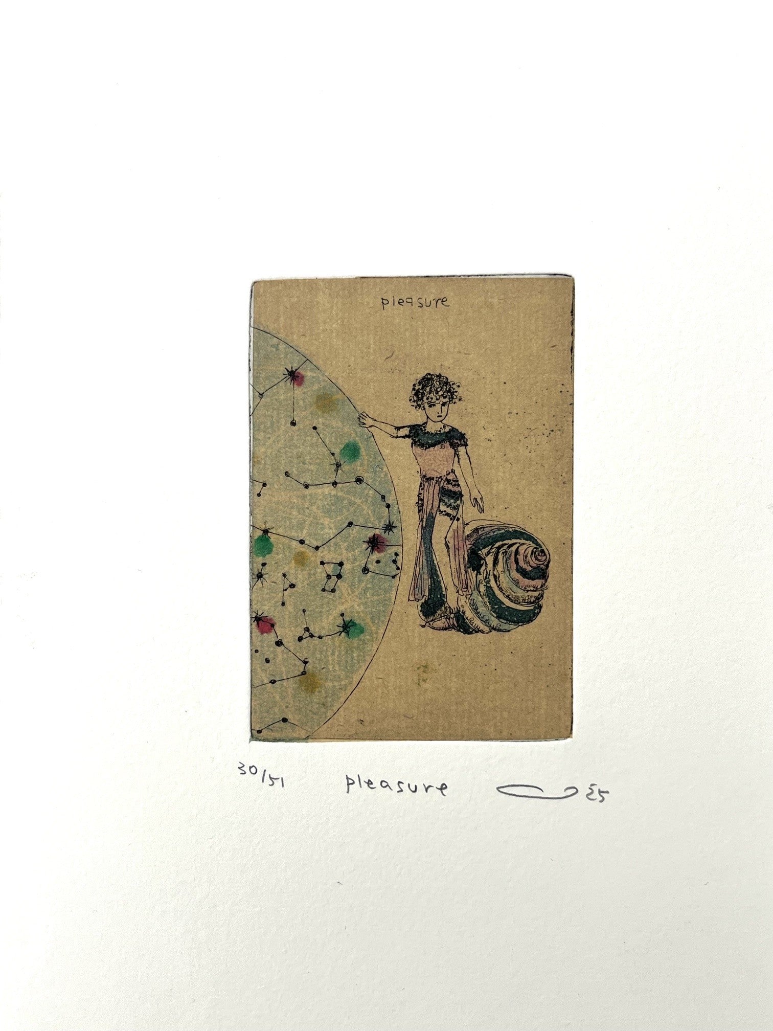 Gravure gravure petit format ocre pleasure – ATSUKO ISHII – 21 × 15 cm