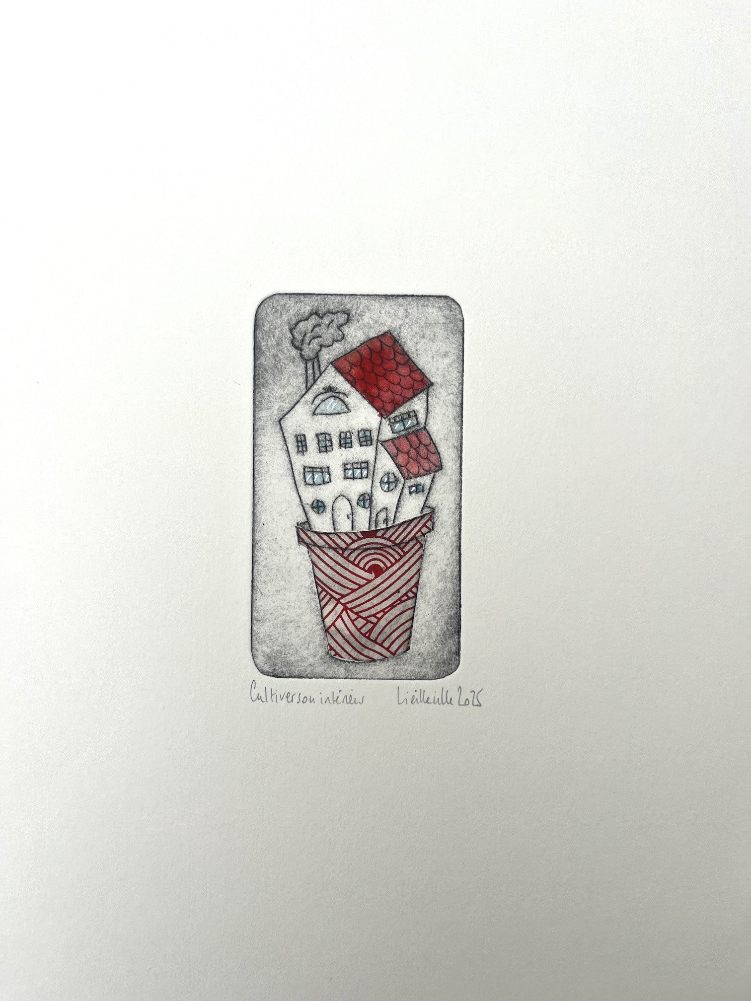 Gravure gravure petit format rouge Cultiver son intérieur - 2/30 – NAVIEILLEVILLE – 27 × 18 cm