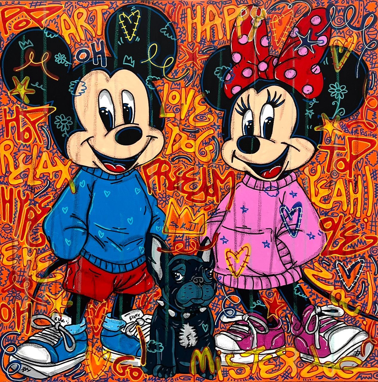 Tableau de RICO SAB a pour titre  Happy Dog style street pop art, street art dim : RICO SABprix:950