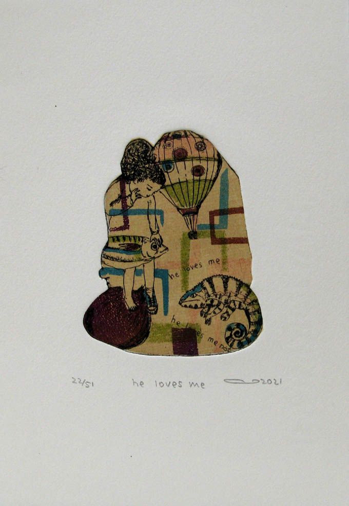 Dessin de ATSUKO ISHII a pour titre  HE LOVES ME style figuratif dim : ATSUKO ISHIIprix:40